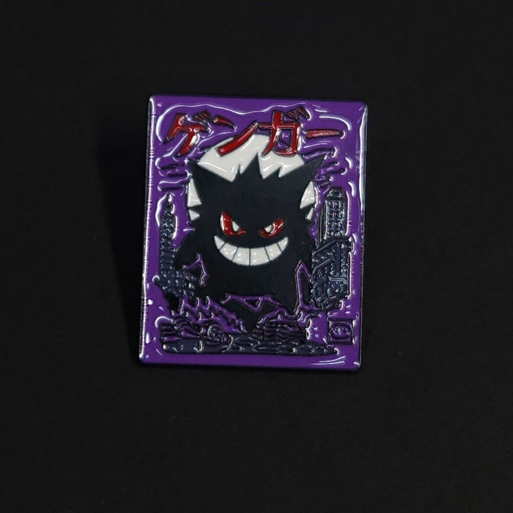 Pokemon Fan Art Style Enamel Lapel Pin Gengar Cityscape Night Sky